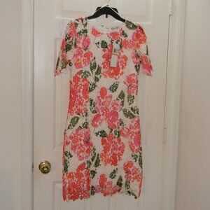 Nina Leonard Printed Floral Lace Sheath Dress Size Small NWOT Spring Easter
